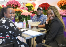 The with roses overwhelming stand of Primar Rosa Flowers.com Rocar Gathura (Sales), Peter G. Njagi (Operating Manager) and Maureen Kogi (Marketing) welcomed everyone at their booth.